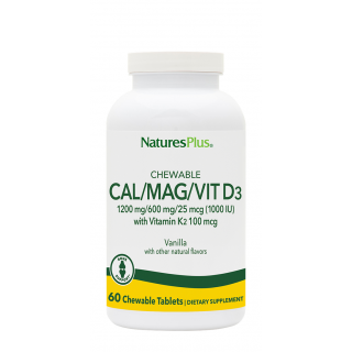 Nature's Plus CAL/MAG/VIT D3 & K2 με Γεύση Βανίλια 60 μασώμενες ταμπλέτες