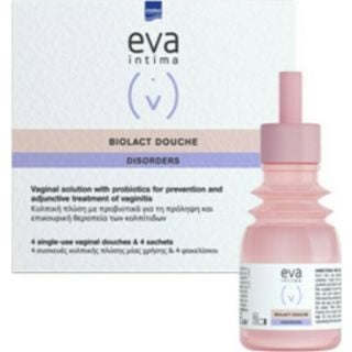 Eva Biolact Douche 4sachets Κολπική Πλύση με Προβιοτικά 4 Συσκευές μιας Χρήσης & 4 Φακελίσκοι
