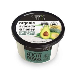 Natura Siberica Organic Shop Βιολογικό Αβοκάντο & Μέλι Μάσκα Μαλλιών για Γρήγορη Επανόρθωση 250ml