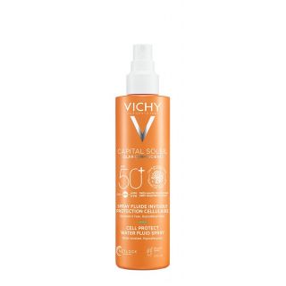 Vichy Capital Soleil Cell Protect Water Fluid Spray SPF50+ 200ml Λεπτόρευστο Αντηλιακό Γαλάκτωμα Σώματος σε Σπρέι 200ml