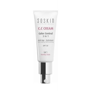 Soskin CC Cream SPF30 Color Control 20ml Αντηλιακή Κρέμα με Χρώμα για Πλήρη Κάλυψη των Ατελειών 3-in-1 01 Beige Skin