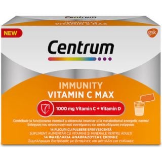 Centrum Immunity Vitamin C MAX 1000mg & Vitamin D για Ενίσχυση του Ανοσοποιητικού & Ενέργεια 14φακελάκια