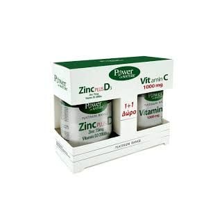 Power Health Promo Zinc 15mg Plus D3 2000IU 30 Caps & Δώρο Vitamin C 1000mg 20Tabs