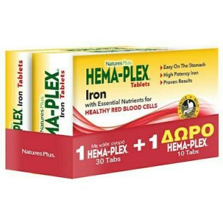 Natures Plus Hema-Plex Σίδηρος 30ταμπλέτες & Δώρο 10ταμπλέτες