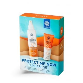 Garden Promo Protect Me Νος Suncare Set Αντηλιακό Γαλάκτωμα SPF30 Spray με Οργανική Αλόη Προσώπου - Σώματος 150ml & Δώρο Ενυδατικό Δροσιστικό Aloe Vera Gel SPF50+ 150ml