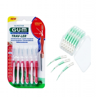 GUM Promo Trav-ler 1314 Μεσοδόντια Βουρτσάκια 0.8mm Κόκκινα 6τμχ & Gum 650 Μεσοδόντιες Οδοντογλυφίδες Regular Πράσινες 12τμχ