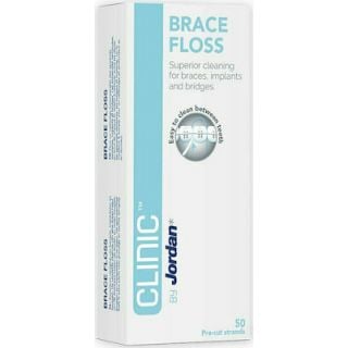 Jordan Clinic Brace Floss 50 Τεμάχια Οδοντικό Νήμα Ιδανικό για Σιδεράκια, Γέφυρες & Εμφυτεύματα