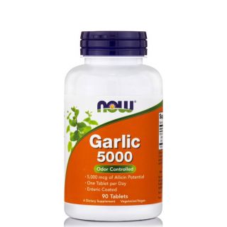 Now Foods Garlic 5000mcg 90ταμπλέτες Συμπλήρωμα Διατροφής Άοσμου Σκόρδου