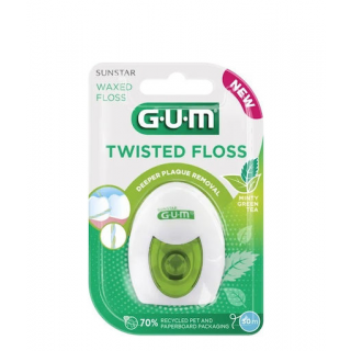 GUM Twisted Waxed Floss Minty Green Tea 30m