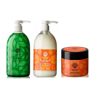 Garden Body Promo: Garden Bath And Shower Cream Vanilla&Indian Cress 1LT Αναζωογονητικό Αφρόλουτρο & Sugar Body Scrub Vanilla&Indian Cress 200ml Απολεπιστικό Σώματος & Garden Body Lotion Ginger&Green Tea 1LT Αναζωογονητικό Γαλάκτωμα Σώματος