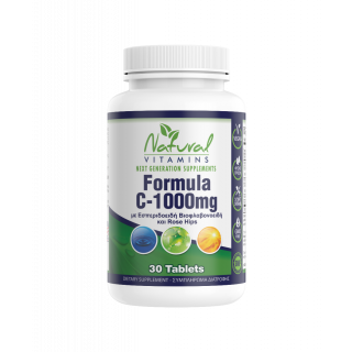 Natural Vitamins Formula C 1000mg 30 Tabs Βιταμίνη C με Εσπεριδοειδή Βιοφλαβονοειδή και Rose Hips