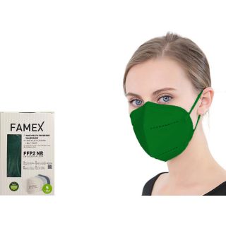 Famex FFP2 NR Μάσκα Προστασίας Σκούρο Πράσινο 10τμχ