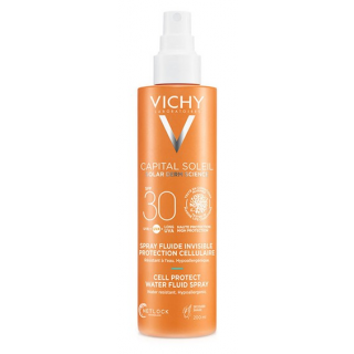 Vichy Capital Soleil Cell Protect Water Fluid Spray SPF30 200ml Λεπτόρευστο Αντηλιακό Γαλάκτωμα Σώματος σε Σπρέι