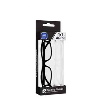EyeLead Promo +2.00 Γυαλιά Πρεσβυωπίας 1+1 Δώρο Μαύρο - Διάφανο 2τεμάχια