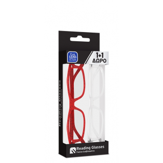 EyeLead Promo +2.50 Γυαλιά Πρεσβυωπίας 1+1 Δώρο Κόκκινο - Διάφανο 2τεμάχια