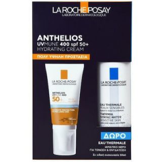 La Roche Posay Set Anthelios UVMune 400 SPF50+,  50ml Hydrating Cream & Free Eau Thermale, 50ml