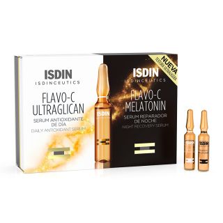 Isdin Flavo-C Ορός Επιδιόρθωσης Νυκτός 10αμπούλες & Αντιοξειδωτικός Ορός Ημέρας 10αμπούλες