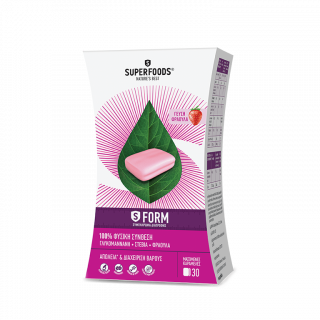 Superfoods S-Form Strawberry Συμπλήρωμα Διατροφής για Απώλεια & Διαχείριση Βάρους 30 Μασώμενες Καραμέλες Φράουλα