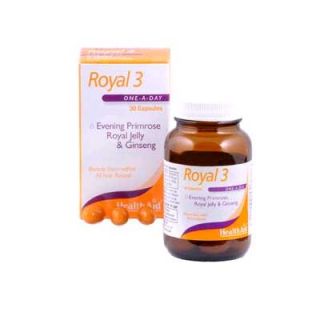 Health Aid Royal-3 EPO/R.JELLY/GINSENG 30 Caps Energy