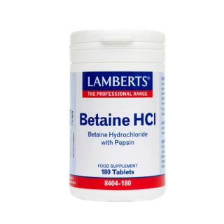 Lamberts Betaine HCI 324mg/Pepsin 5mg 180 Tabs for Digestion