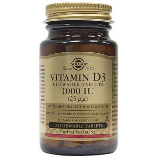 Solgar Vitamin D3 1000IU 100 Chewable Tabs Banana - Strawberry
