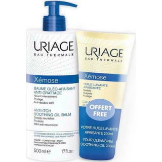 Uriage Xemose Anti-itch Soothing Oil Balm 500ml Βάλσαμο, Έλαιο κατά του Κνησμού + Huile Lavante Apaisante 200ml Λάδι Καθαρισμού Προσώπου - Σώματος Για Ξηρό Δέρμα